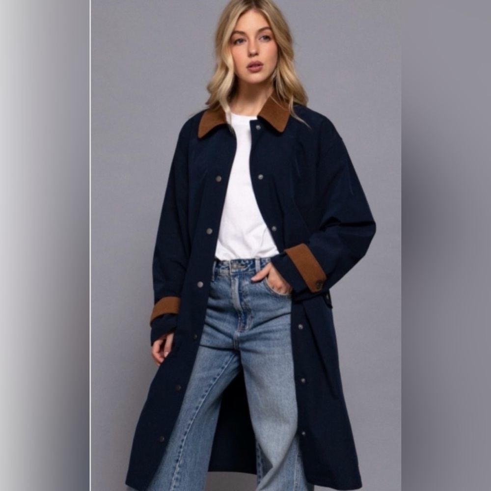 NWT Active USA Classic Navy Barn jacket | Brown Corduroy detail sz M